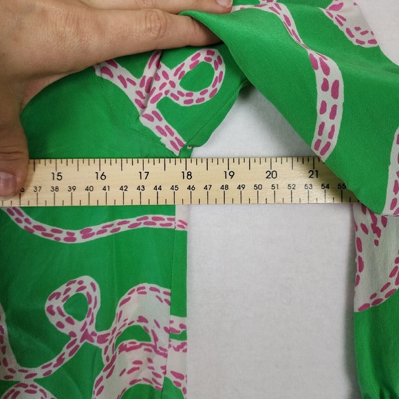 Lilly Pulitzer Rare 100% Silk Twinkle Tunic Top XS Elsa Green Pink Resort Beach - Picture 8 of 10